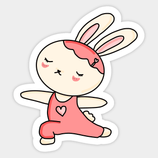 Cute bunny doing Yoga Cartoon Sticker